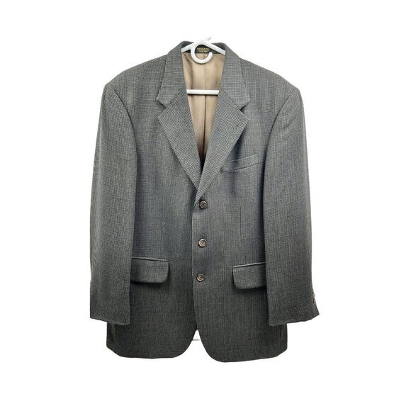 Oscar de la Renta Men’s Wool Houndstooth Blazer Sports Coat - 40R - Green - Picture 1 of 14